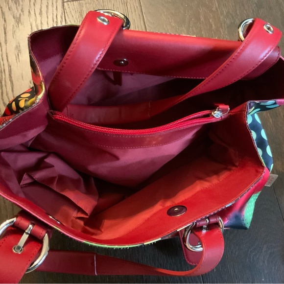 New ECCO Leather/Fabric Shoulder bag w Magnetic Closure, Multicolor - Picture 4 of 4